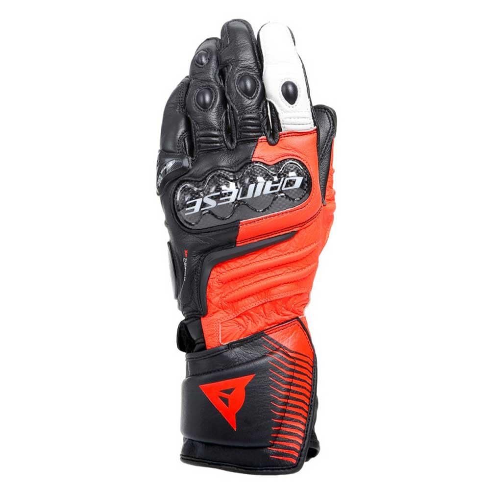 Dainese Carbon 4 Long Leather Gloves Black/Fluorescent-Red/White - 2XL