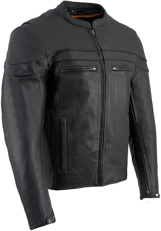 Leather King Men's Sporty and Durable Leather Scooter Crossover Jacket