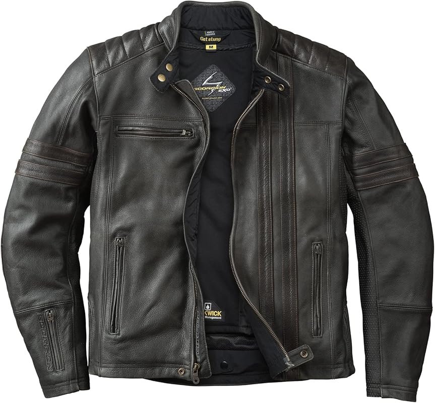 ScorpionEXO 1909 Vintage Leather Motorcycle Jacket with Ventilation, R