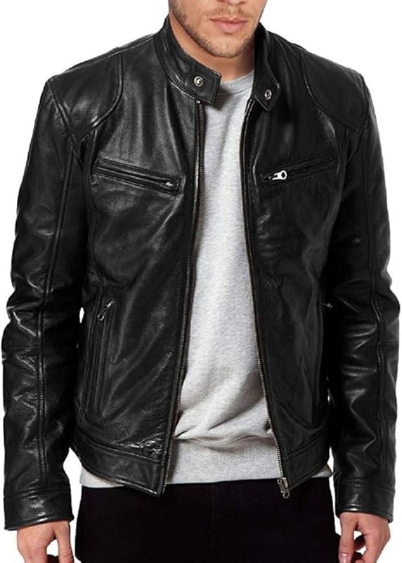 Men's SWORD Genuine Lambskin Leather Biker Jacket Stylish and Durable
