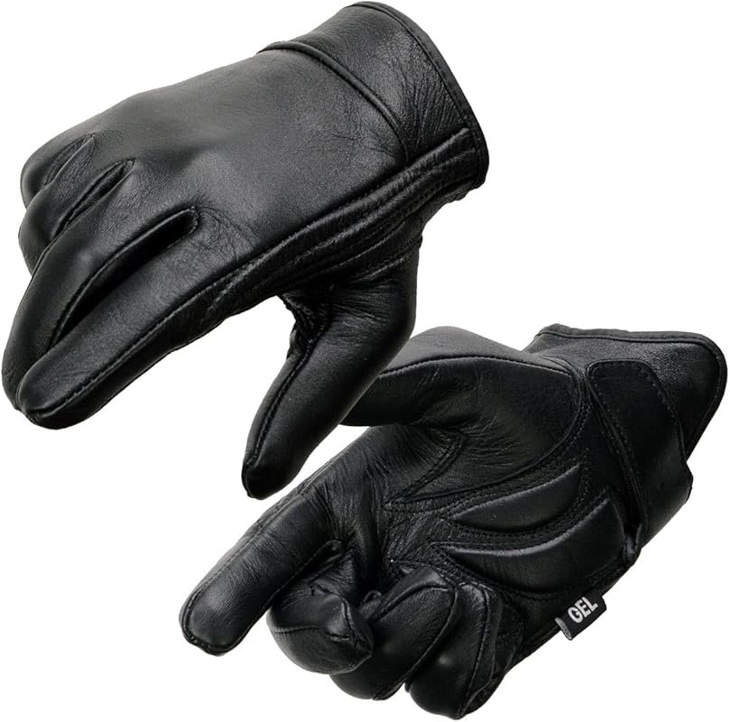 Men's Leather Cruising Gloves with Gel Palm Padding, Stylish and Comfo