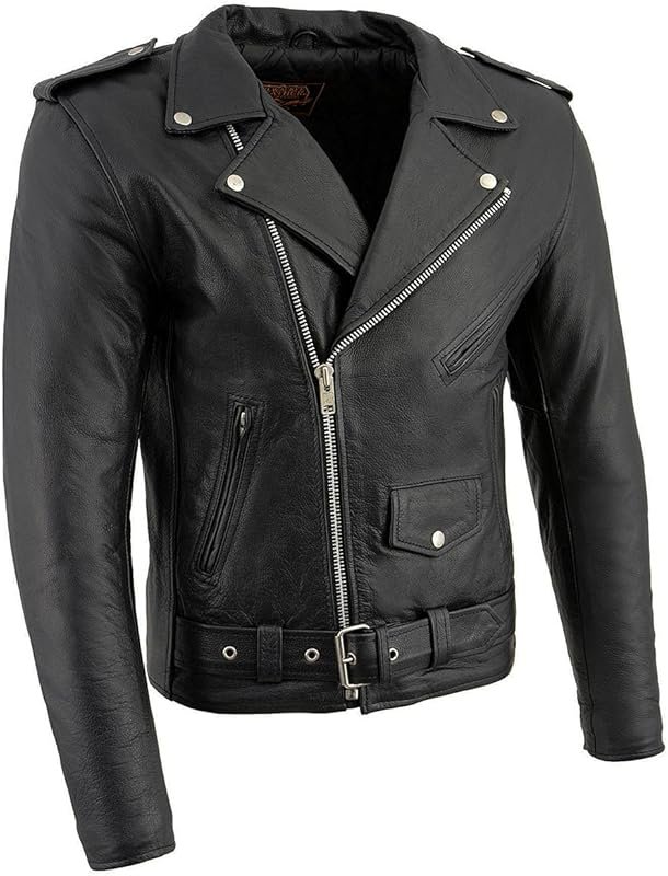 Milwaukee Leather Men's Classic Police Style Black Motorcycle Jacket L
