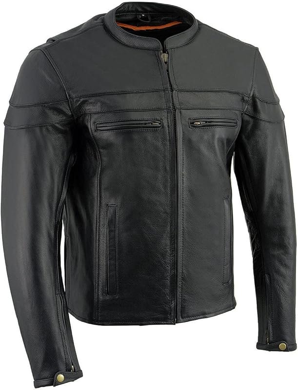 Milwaukee Men's Premium Leather Vented Scooter Jacket for Breathable C