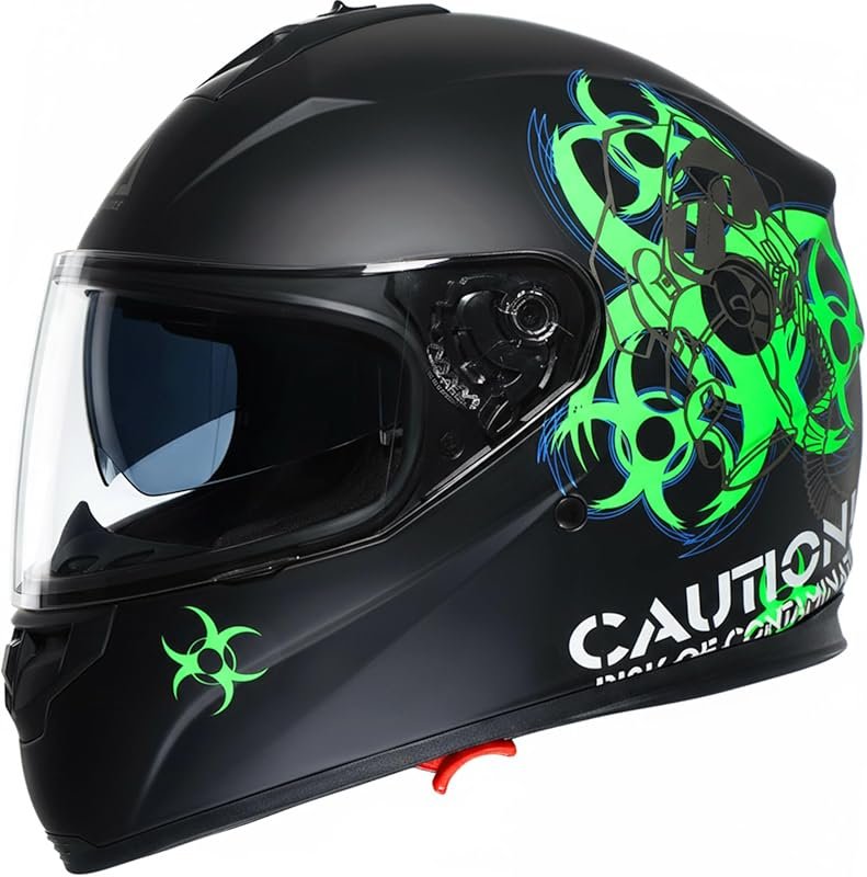 TRIANGLE Full Face Dual Visor Motorcycle Helmet for Men and Women with