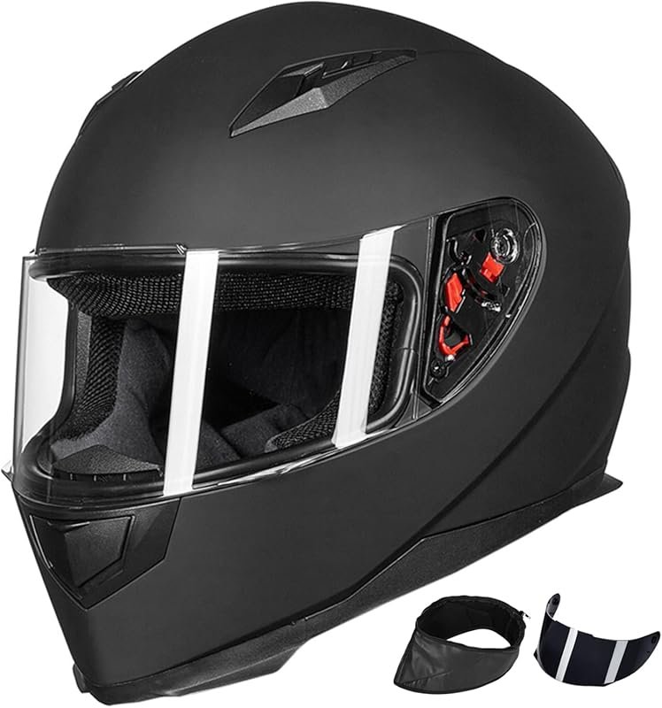 ILM Full Face Motorcycle Helmet with Removable Winter Neck Scarf, 2 Vi