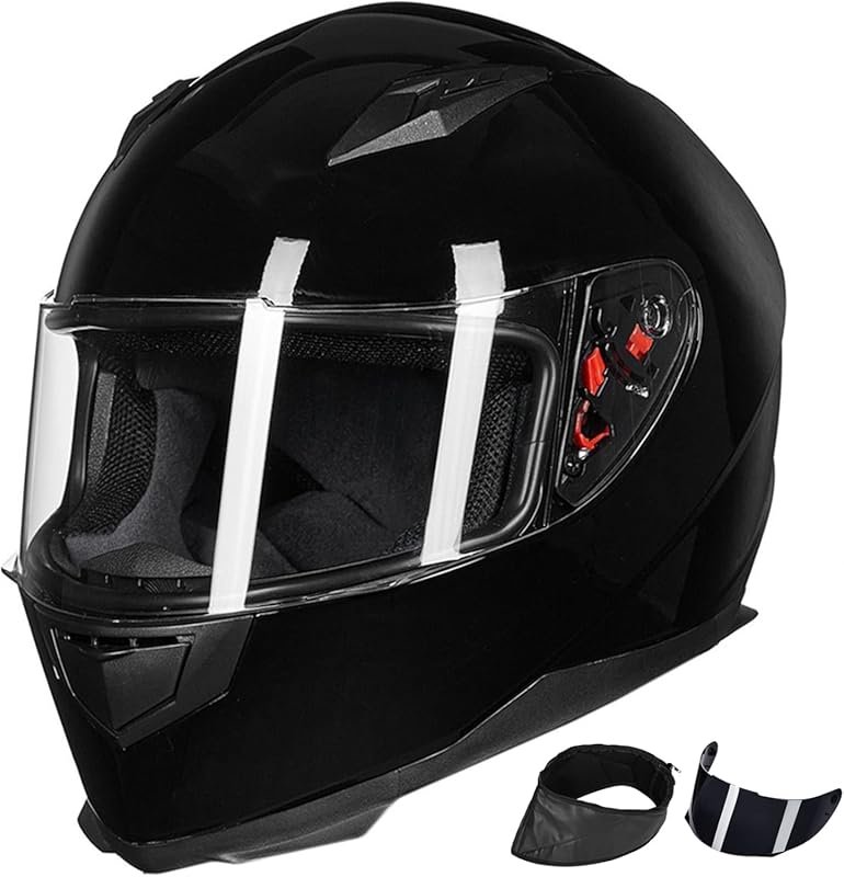 ILM Full Face Street Bike Helmet with Winter Neck Scarf and 2 Visors, 