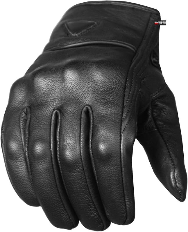 Jackets 4 Bikes Premium Leather Motorcycle Gloves with Touchscreen, No