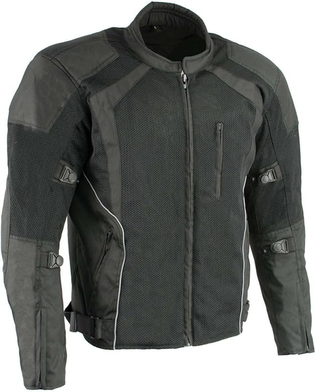 Milwaukee Leather MPM1793 Men's Black Mesh Racer Jacket with CE Armor,