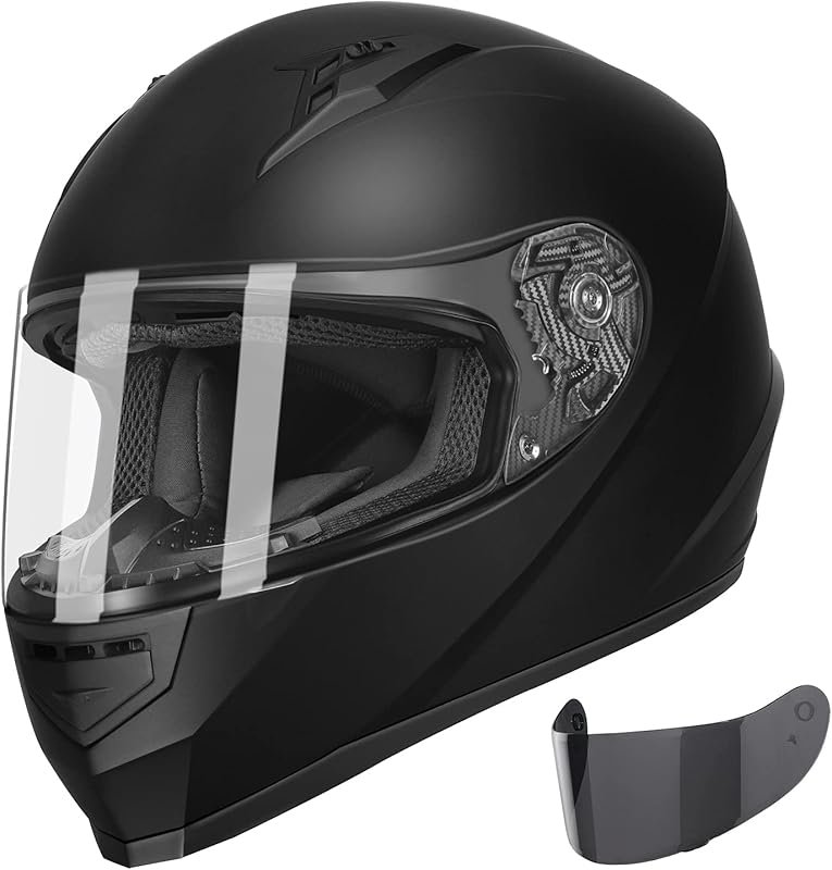 GLX GX11 Compact Matte Black Full Face Motorcycle Helmet with Tinted V
