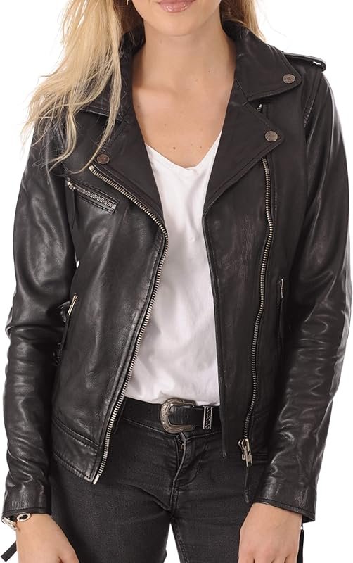 KYZER KRAFT Women's Real Lambskin Leather Bomber Motorcycle Biker Jack