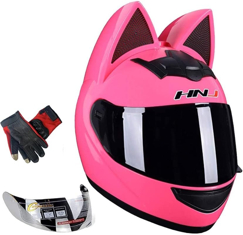 Cat Ear Full Face Motorcycle Helmet for Men and Women, DOT Certified, 