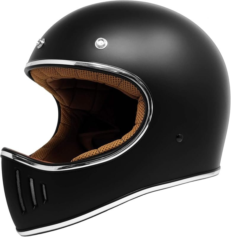 GDM Rebel Vintage Retro Full Face Motorcycle Helmet with Classic Desig