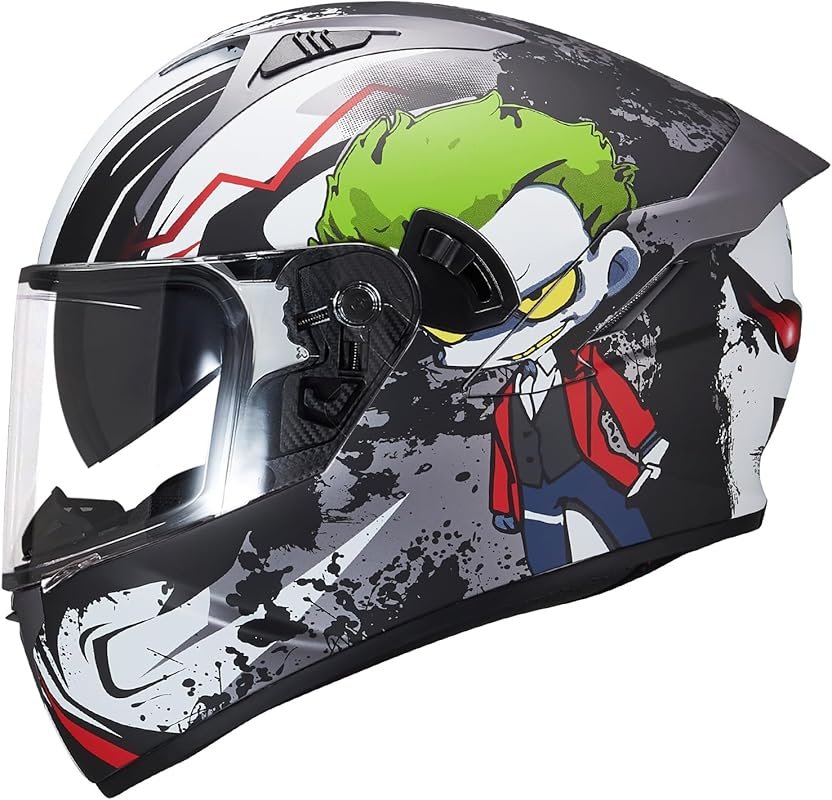 VCOROS X9 Full Face Dual Visor Motorcycle Helmet, DOT Approved, Black 