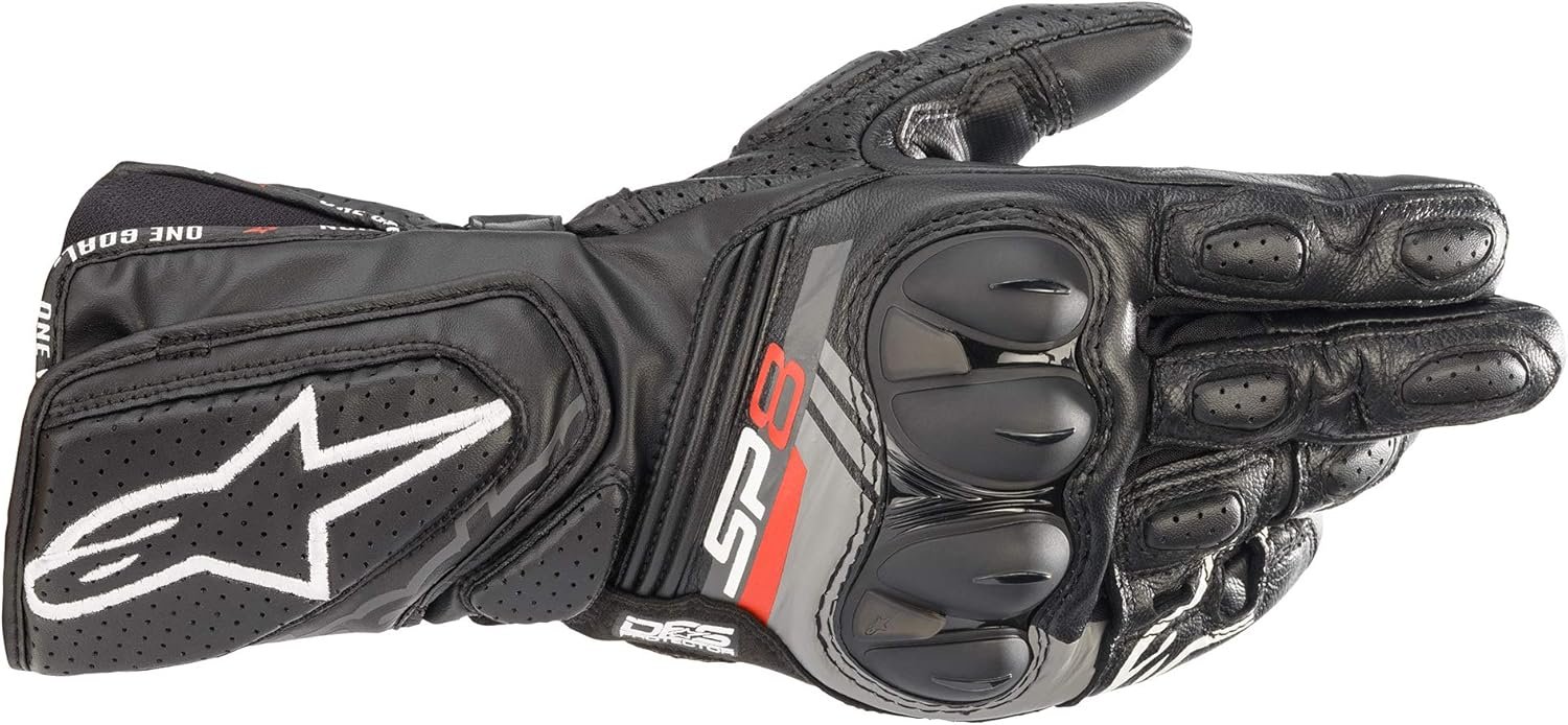 Alpinestars SP-8 V3 Full Gauntlet Leather Gloves, CE-Certified with Kn