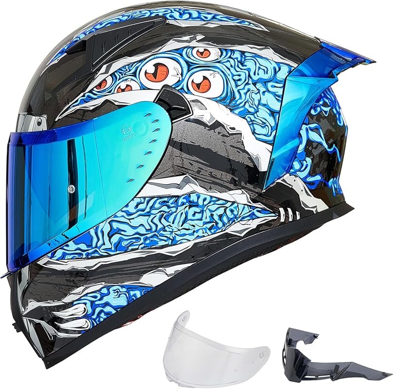 ILM Full Face Motorcycle Helmet with Pinlock Compatible Clear and Tint