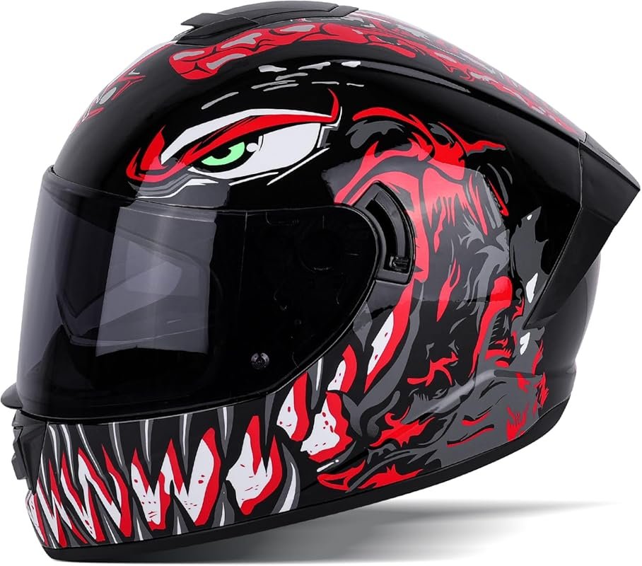 BSDDP Unisex Full Face Motorcycle Helmet DOT Approved with Graphic Des
