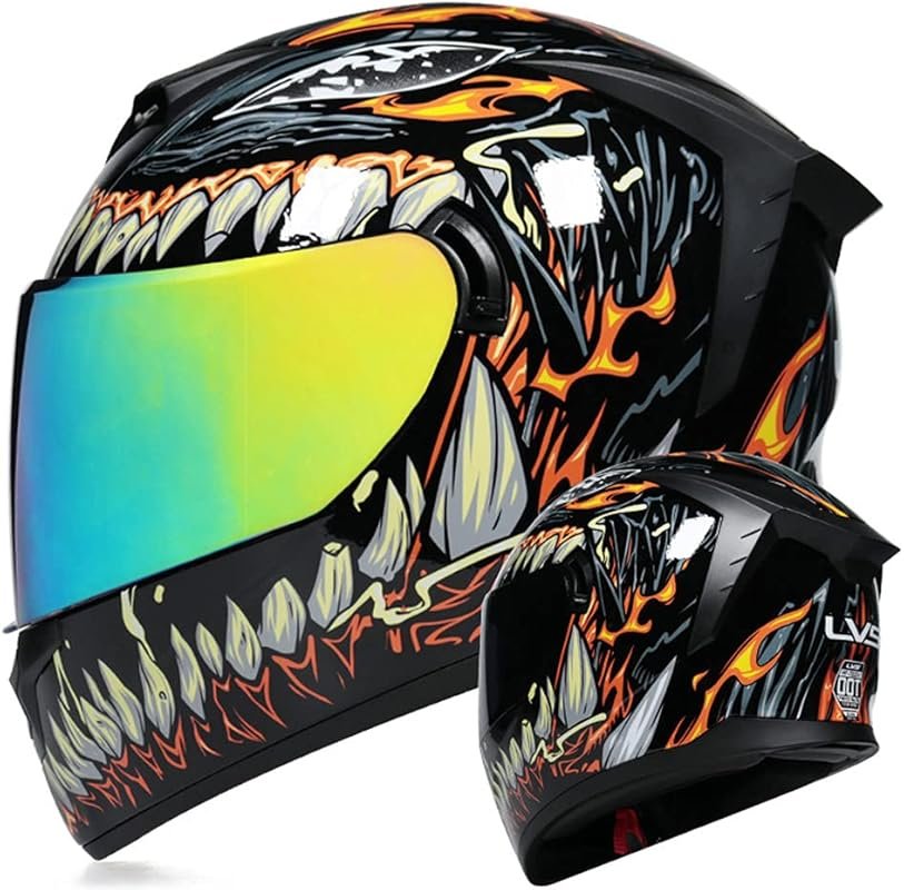 Full Face Motorcycle Helmet DOT Approved for Men and Women, Street Bik