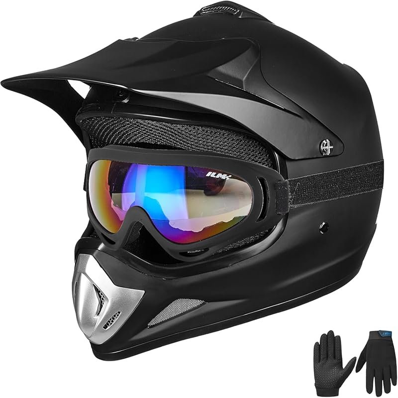 ILM Youth Full Face Dirt Bike Helmet with Goggles and Gloves, DOT Cert