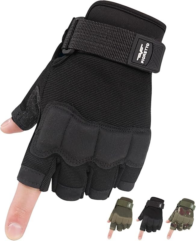 Fioretto Fingerless Half Finger Gloves for Driving, Cycling, Shooting,