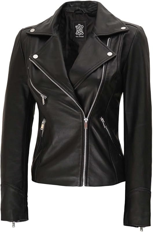 Decrum Women’s Casual Asymmetrical Leather Jacket Perfect for Everyday