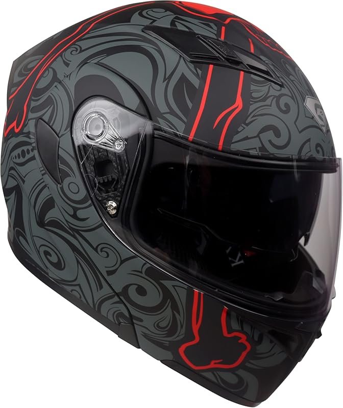 KYPARA Dual Visor Flip-Up Modular Full Face Motorcycle Helmet with DOT