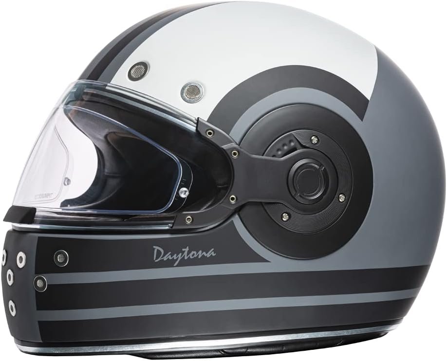 Daytona DOT Retro Full Face Motorcycle Helmet in Dull Black, Vintage S