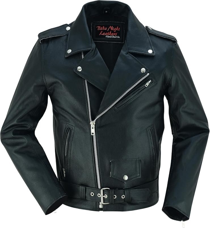 Daniel Smart Men's Black Motorcycle Leather Jacket with Inside Pockets