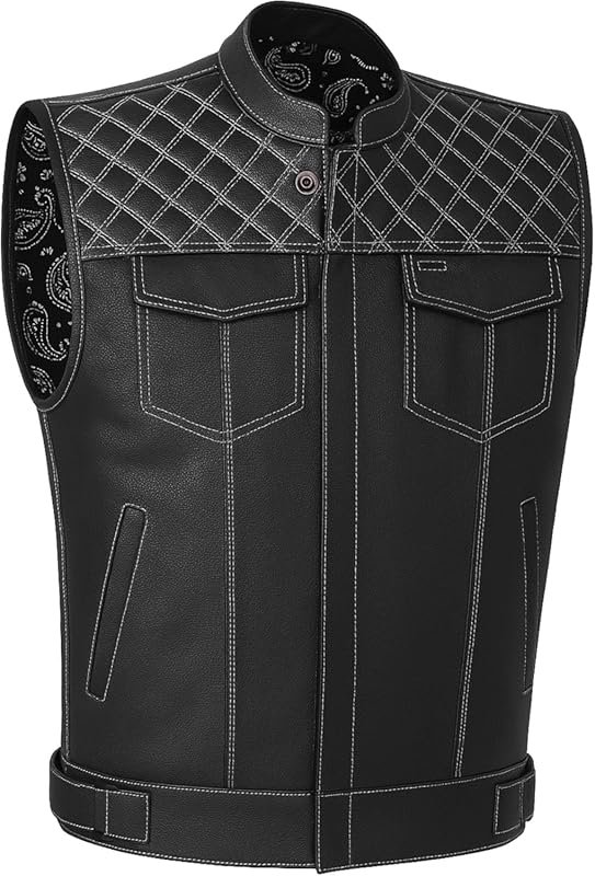 Jackets 4 Bikes SOA Men's Genuine Buffalo Leather Motorcycle Vest with