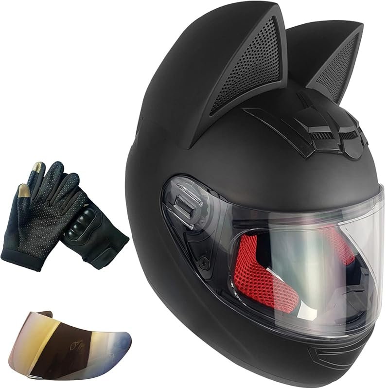Cat Ear Offroad Full Face Motorcycle Helmet for Men and Women, Ideal f