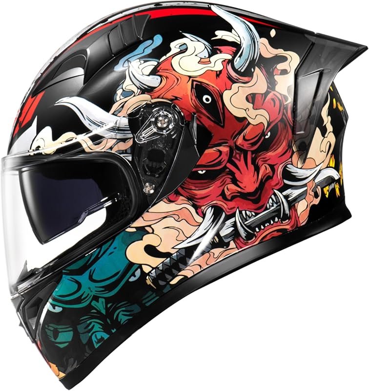 KYPARA Full Face Motorcycle Helmet with Internal Tinted Visor, DOT App