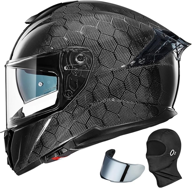 ILM Lightweight Carbon Fiber Full Face Motorcycle Helmet with Dual Vis