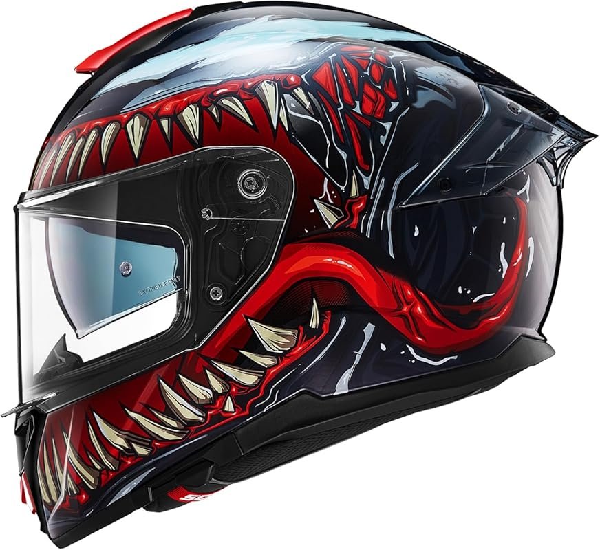 ILM Model 861A Full Face Dual Visor Motorcycle Helmet with Rear Wing, 