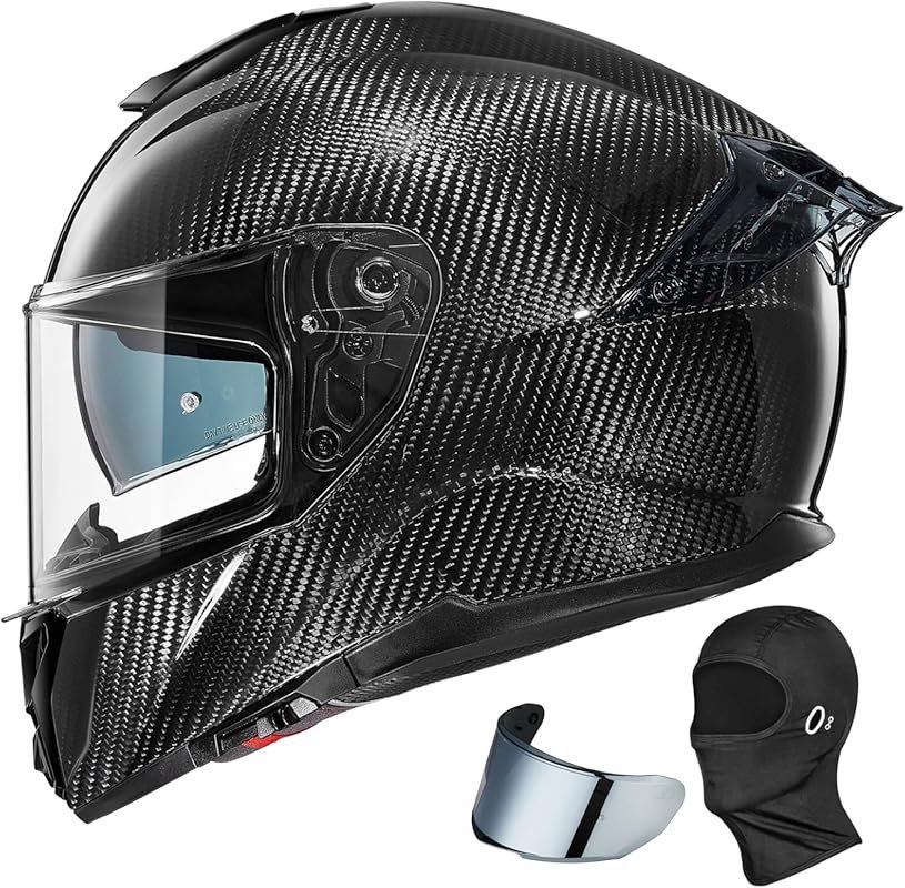ILM Lightweight Carbon Fiber Full Face Motorcycle Helmet with Dual Vis