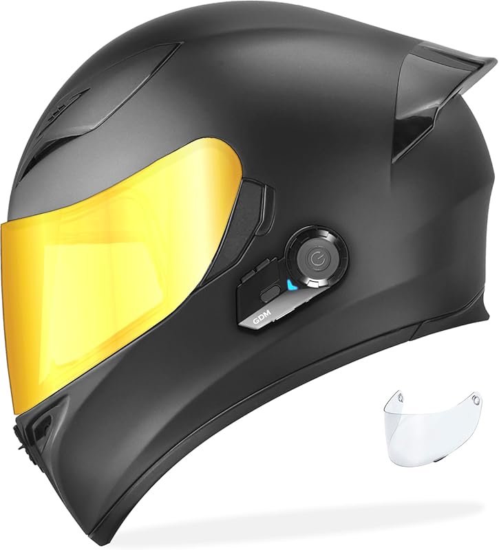 GDM Ghost Full Face Motorcycle Helmet with Built-in Supersonic Bluetoo