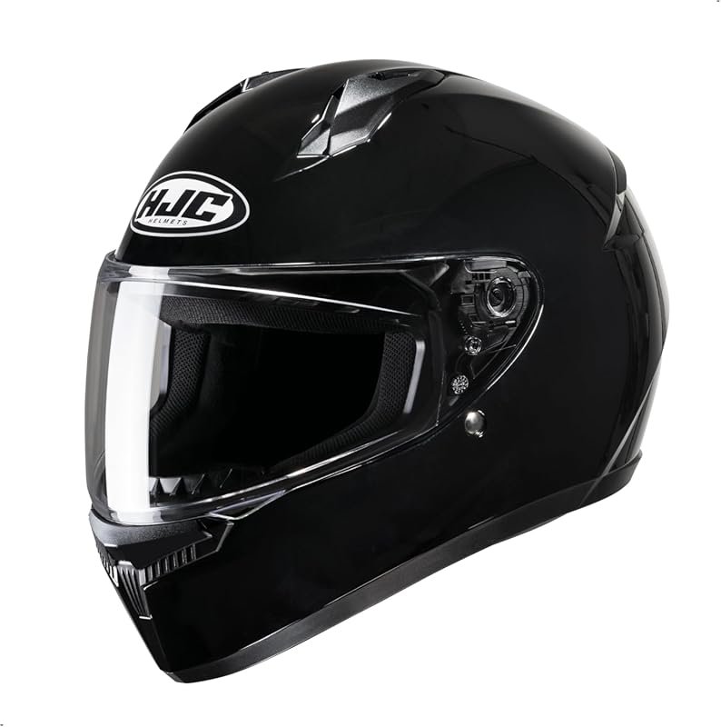 HJC C10 Solid Full Face Motorcycle Helmet in Black, Durable and Comfor