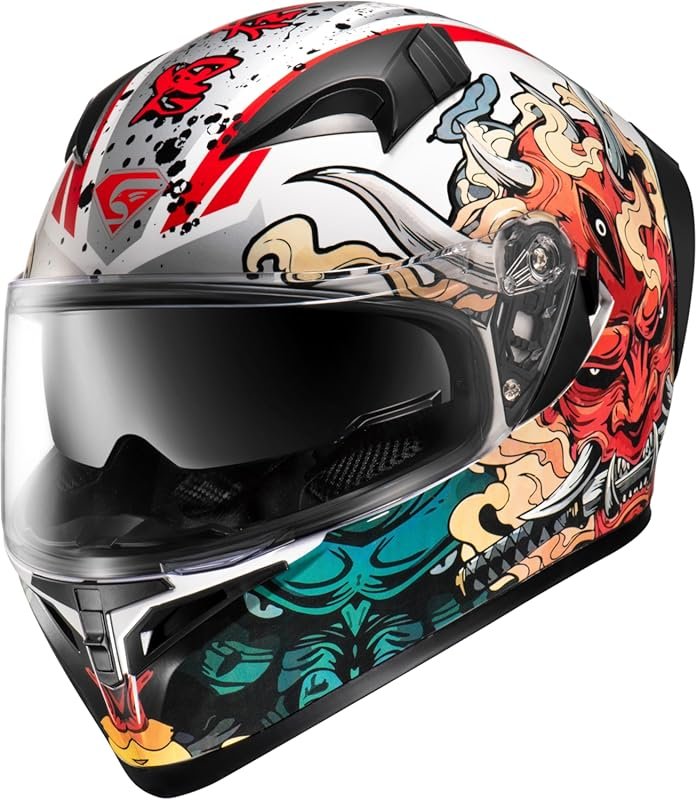 KYPARA Full Face Motorcycle Helmet with Internal Tinted Visor, DOT App