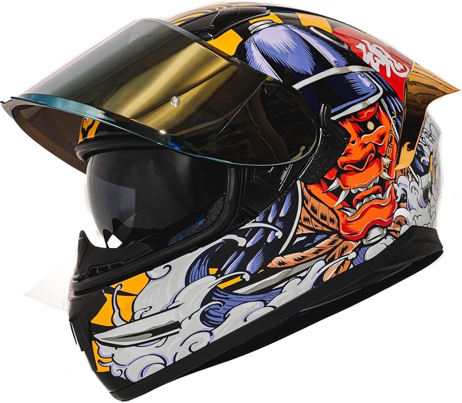 HAX Obsidian Full Face Dual Visor Motorcycle Helmet, Pinlock Ready, DO