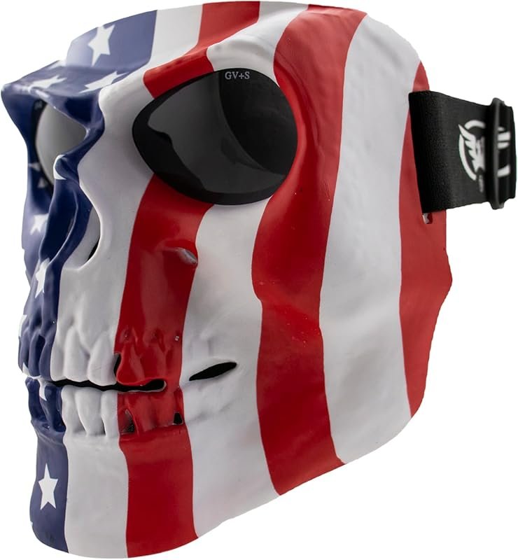 Global Vision Full Face Motorcycle Skull Mask with American Flag Desig