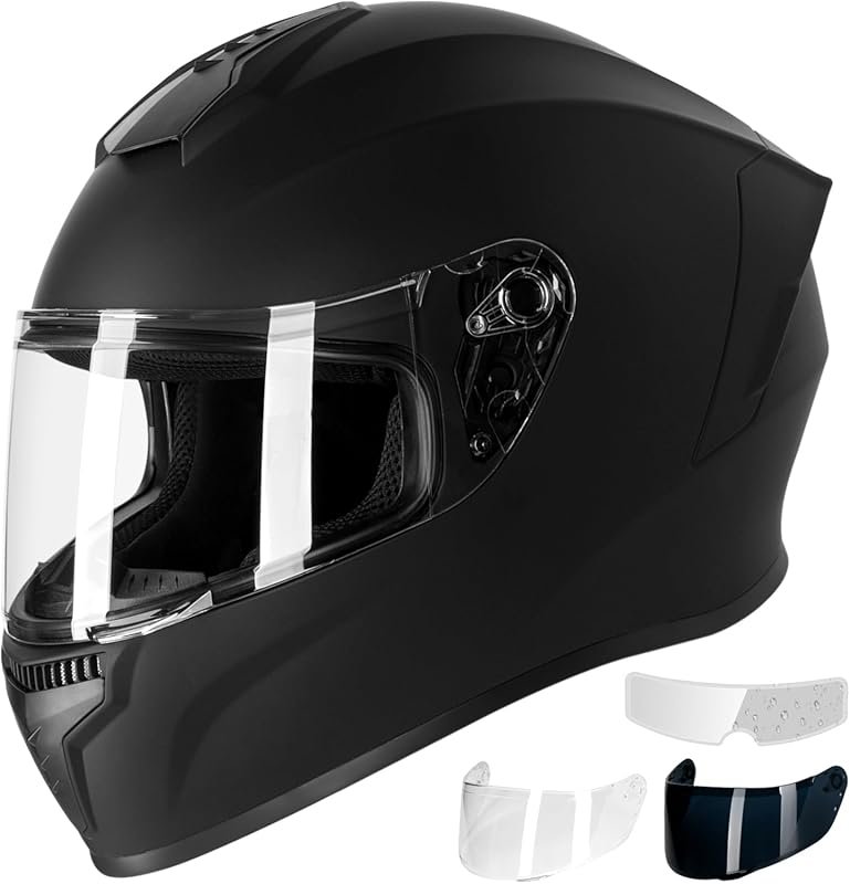 Favoto DOT Approved Full Face Motorcycle Helmet with Anti-Fog Film for
