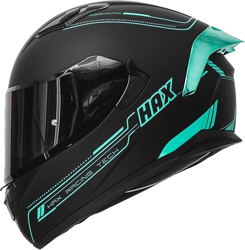 HAX Obsidian Full Face Dual Visor Motorcycle Helmet, Pinlock Ready, DO