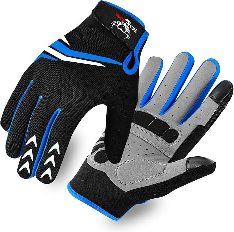 BEAST RAGE Full Finger Cycling Gloves with Padding, Anti-Slip, Shock A