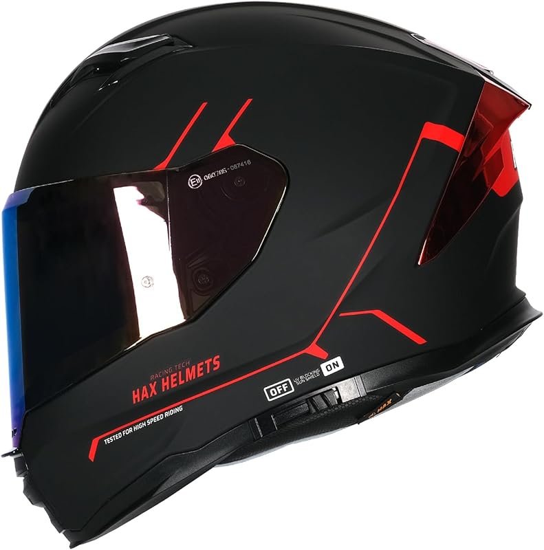 HAX Force Aerodynamic Full Face Helmet with Dual Visor, Pinlock Ready,
