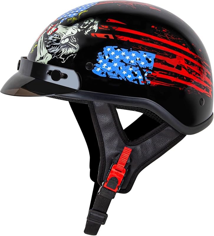 Cartman Cruiser Half Face Helmet with American Flag Skull Graphics, DO