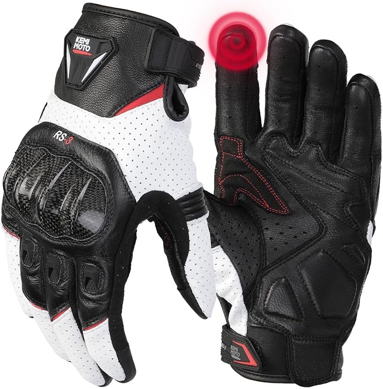 KEMIMOTO Sheepskin Leather Protective Motorcycle Gloves for Motocross,