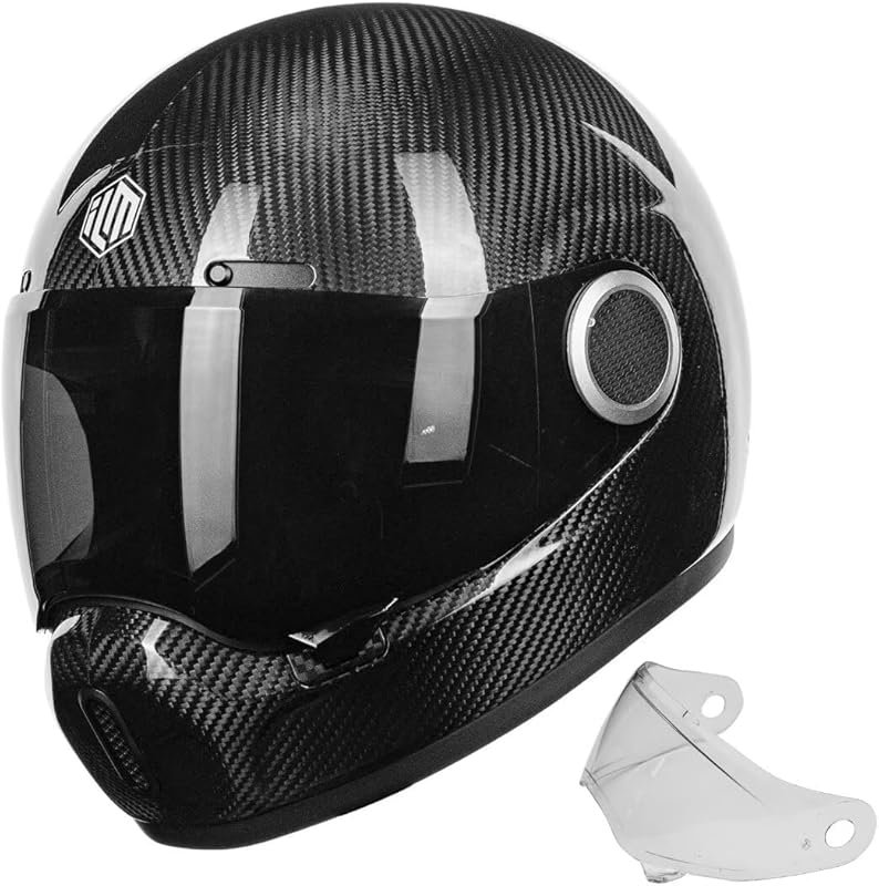 ILM Carbon Fiber Lightweight Full Face Motorcycle Helmet, Retro Style 