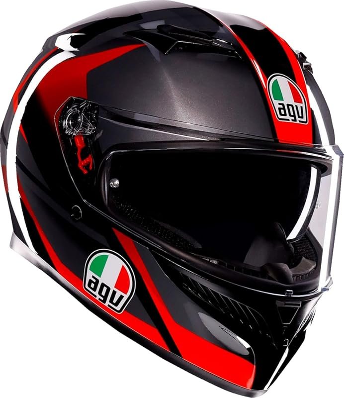 AGV K3 Striga Motorcycle Helmet Black/Gray/Red, Medium Size, Lightweig
