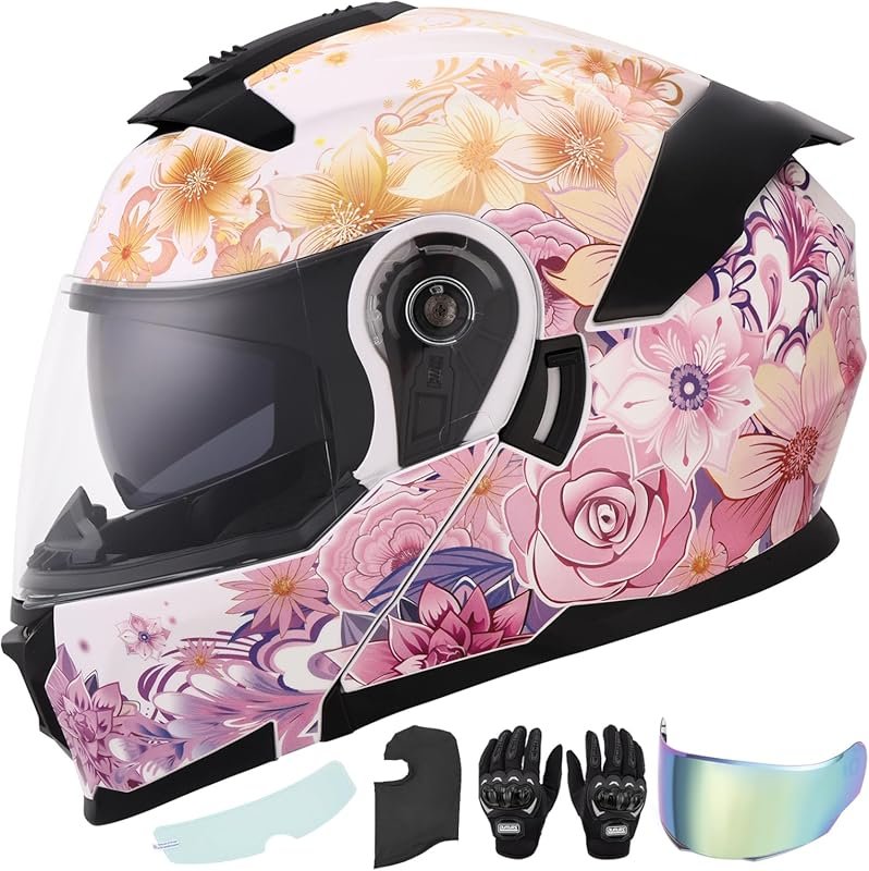 Modular Flip-Up Full Face Motorcycle Helmet for Unisex Adults, Street 