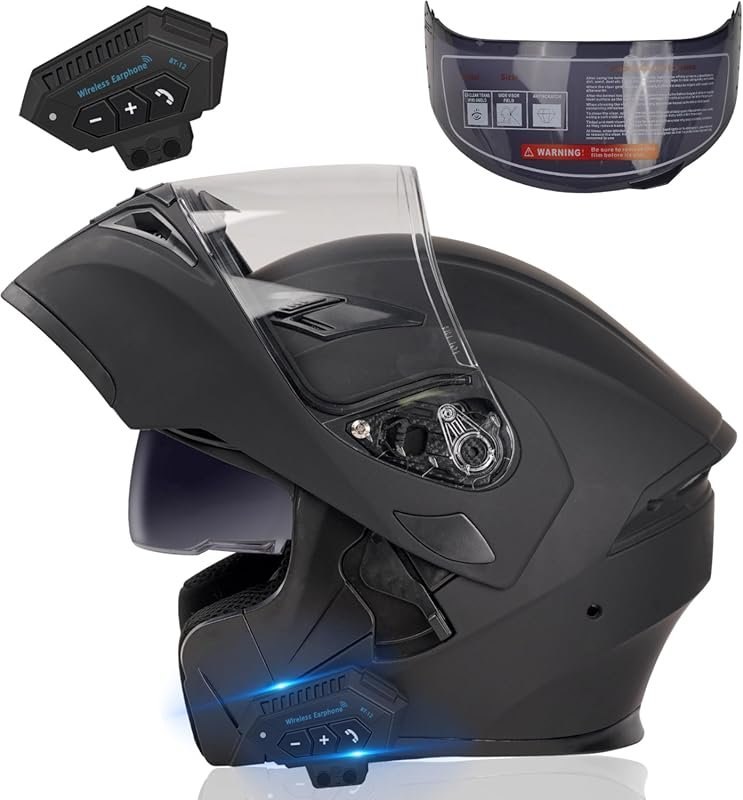 Bluetooth Modular Full Face Flip Up Motorcycle Helmet with Dual Visors