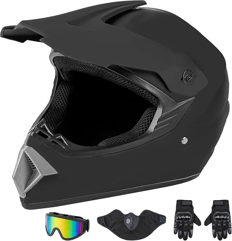 CARTMAN Adult DOT Approved Full Face Dirt Bike Helmet, Matte Black and