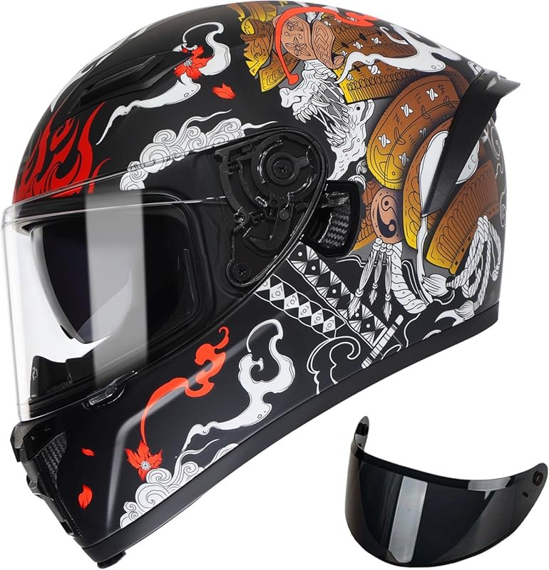 TRIANGLE Full Face Motorcycle Helmet with Dual Visor and Internal Suns